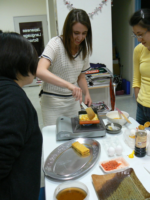 Making &ldquo;Tamagoyaki&rdquo;(Japanese omelette).  You will find Tmagoyaki in Obento very often. M