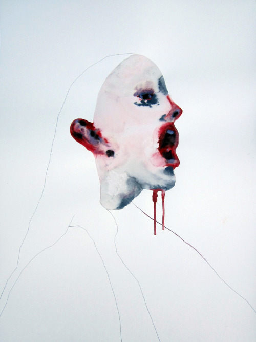 Klone - Everybody hears nobody listens (2012)Watercolor + pencil on paper - 70x52cm Klone born 1983