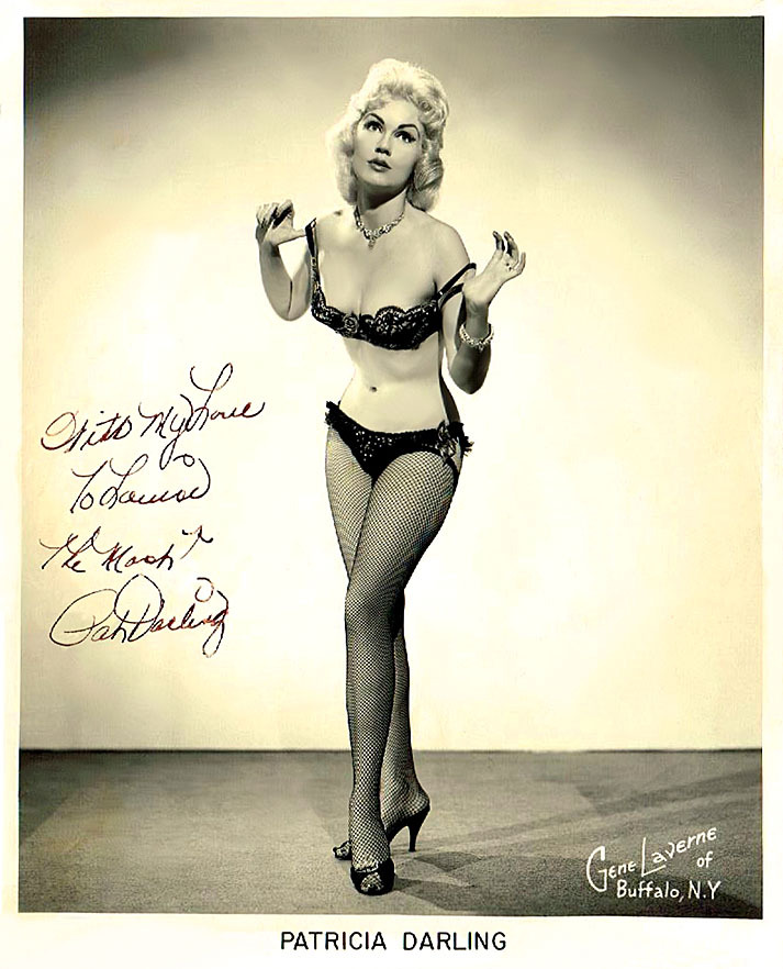         Pat Darling Vintage promo photo personalized to the mother of Burlesque emcee/entertainer,