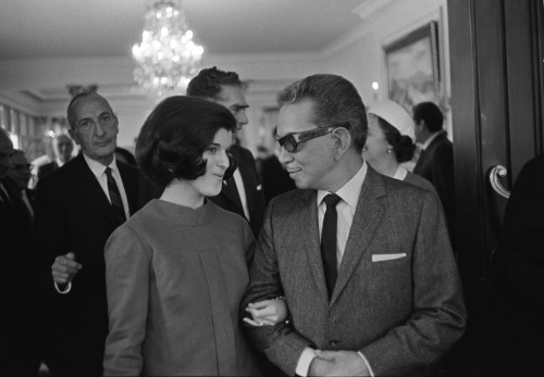lbjlibrary: April 15, 1966. Luci Baines Johnson is escorted by Cantinflas, a famous Mexican comic ac
