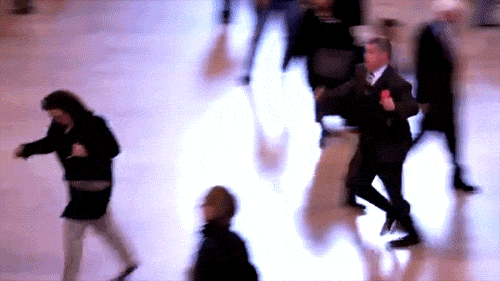 mixolydia:  Daniel Handler (aka Lemony Snicket) running after a woman in Grand Central