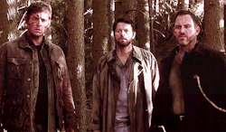 fallen-angel-with-a-shotgun:  enochianrage:  kneelingtothenorthernlights:  they’re like kittens watching a butterfly  oh flying leaf u so fascinating  I love how dean looks so confused and cas looks very interested and benny looks very concerned for