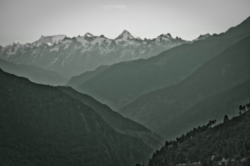View of the Himalayas from our room at Langtang View Hotel, Dhunche, Rasuwa, Nepal. Photography by B