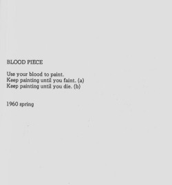 unculturedmag:  Yoko Ono - Blood Piece 