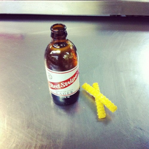 Red Stripe and cookie fries. For some reason beer and cookies just go together. #myjob #beer #cookies #instaphoto