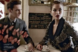 opaqueglitter:  INSPIRATIONS PARISIENNES: PRINTEMPS CHRISTMAS 2012 Models: Catherine McNeil and Yannick Abrath  Photographer: Greg Lotus Stylist: Samuel Francois  Hair: Paolo Ferreira  Make-up: Carole Lasnier 