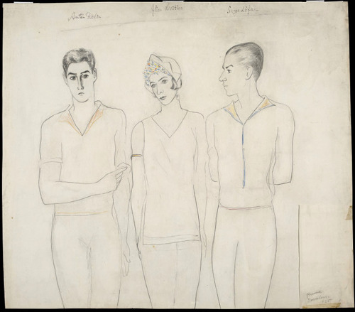 Ballets Russes Dancers Anton Dolin, Alice Nikitina, and Serge LifarPedro Pruna (Spanish; 1904–1977)I