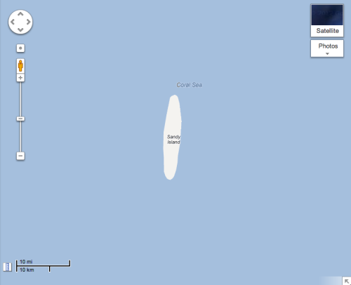 Sandy Island on Google Maps
BBC News - South Pacific Sandy Island ‘proven not to exist’, via Dan W.