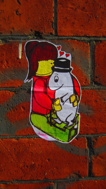 A lego woman kissing a moomin, by Aurélie. Okay.