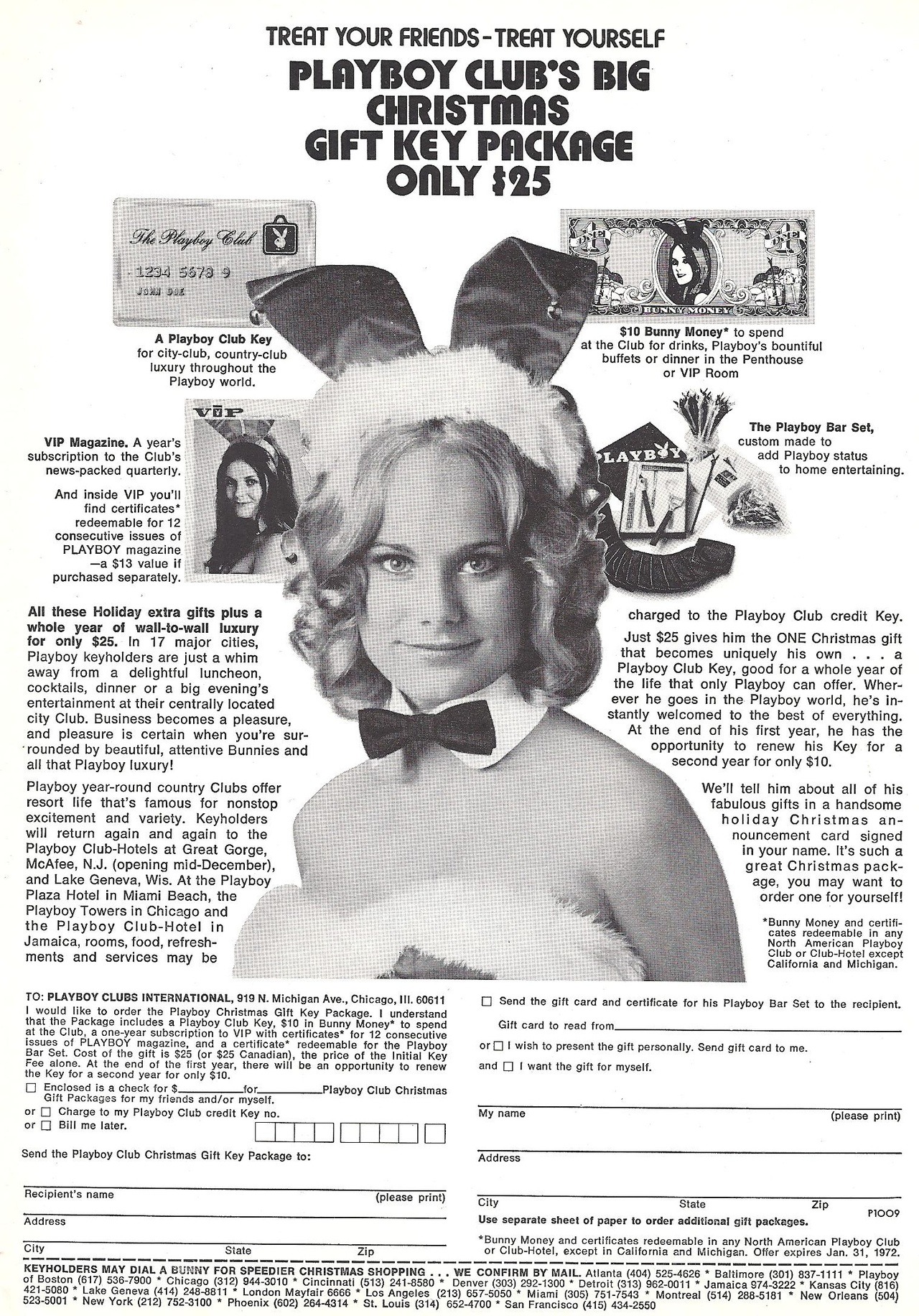 vintagebounty:  Playboy Club’s Big Christmas Gift Key Package - “Treat Yourself”