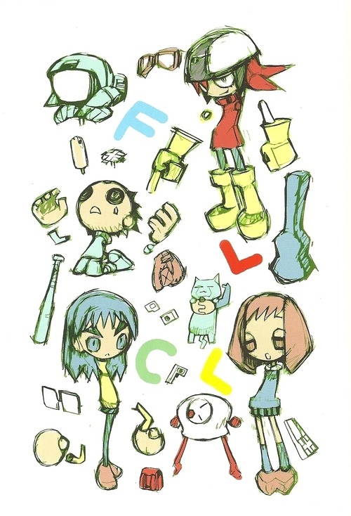 megrace33:The FLCL manga by Hajime Ueda ~ I just picked up the omnibus from the library for Thanksgiving break. I’ve read part of it before but man… It’s great and Hajime Ueda’s art is fabulous!