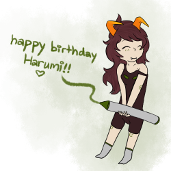 seppucrowsprite:  woWOW HAPPY BIRTHDAY MAN?? i drew your fantroll for you! uvu omg this is so obviously lazily-drawn i’m so gomen……… and there are so many errors with it and everything and just hhRHRRHGHGH BARFS A RIVER OF EMBARRASSMENT AND DROWNS