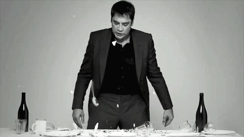 doubleohbond:if it’s javier bardem, breaking dishes can look as sexy as hell apparently 