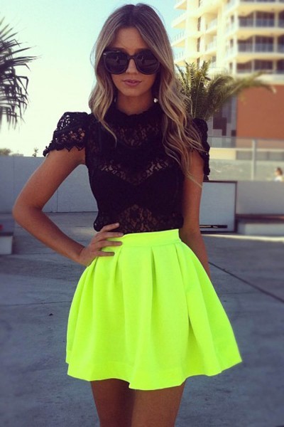 invokes:  azaleuh:  flueir:  neon  baby ur back  skirt. tops. shades. hair. looks.want.