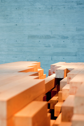Material details. Concrete + Wood. Mokuzai Kaikan Office by Nikken Sekkei (Tomohiko Yamanashi + Take
