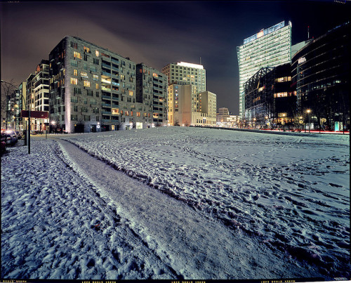 ichliebedichberlin:  Berlin #12 prescan by Thomas Birke on Flickr. Via Flickr: Looking at Potsdamer Platz from Lenné Straße. - 8x10 Large Format, E100G, 150mm 