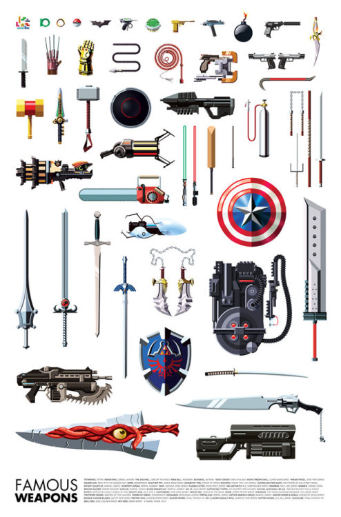 nerdycity:  An Illustrated Guide To Famous Pop Culture Weapons 