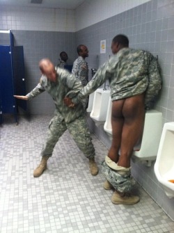 blackmalespanking:  Army guy spanked while