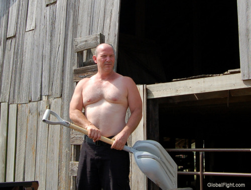 wrestlerswrestlingphotos:  me mucking out back truck shoveling