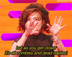 helenation:  Helena Bonham Carter on Tim Burton decorating the Christmas tree   I think she’s confusing the “zombies and dead babies” with claymation versions of herself and Johnny Depp.