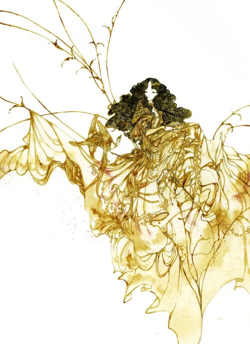 katarinadiary:  w&n cotman paper, mechanical pencil, watercolors and coffee painting, crayons, white ink and gold ink +ps. 
