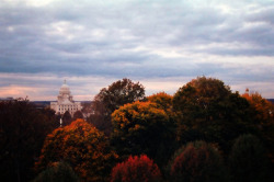 allfallsdown:  Autumn sunset overlooking Providence, RI and its statehouse.  