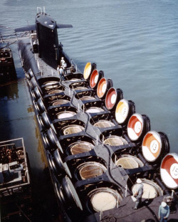 Supplyside:  Sam Rayburn C. 1964, With Her Missile Hatches Showing Their “Billiard