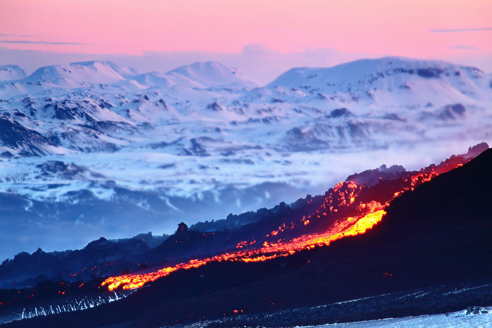 sciencesoup:  Northern Lights over an Erupting Volcano In April 2010, the Icelandic