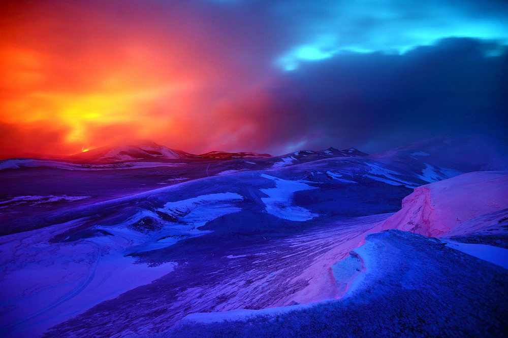 sciencesoup:  Northern Lights over an Erupting Volcano In April 2010, the Icelandic