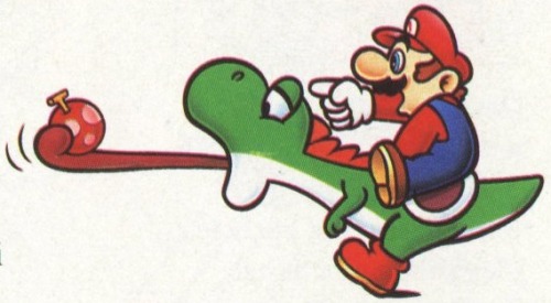 nevertoomanyspiders:  suppermariobroth:  Two things to debunk the “Mario hits Yoshi on the head to make him extend his tongue in Super Mario World” theory: 1. As you can see in the slowed-down animation, Yoshi contorts his face before Mario’s hand