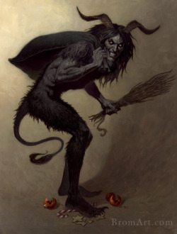 barefoothexe:  night-mist:  Krampus is a mythical creature recognized in Alpine countries. According to legend, Krampus accompanies Saint Nicholas during the Christmas season, warning and punishing bad children, in contrast to St. Nicholas, who gives