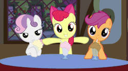 fluttershai:  manerawrion:  legotrevor:  without a doubt, the most adorable thing i’ve ever seen the CMC do  Reblog again? Sure!  Look at these cute little horses.  I second the OP&rsquo;s comment. Cutest CMC moment ever~! &lt;3