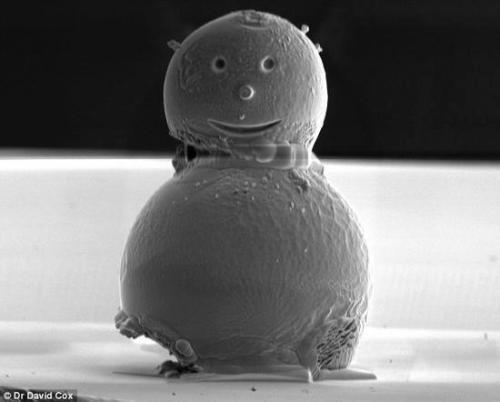 pyrrhiccomedy: tiny-pug: we-are-star-stuff: This is the world’s smallest snowman - at 10 micro
