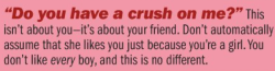 noon:  Seventeen mag actually managed to impress me this month in their little blip for straight girls about what to do when your friend comes out to you 