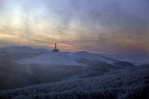 discoverynews:  archilista:  Forget Your Past / Buzludzha, Bulgaria // Timothy Allen ©  From Wikipedia: “Buzludzha (Turkish: Buzluca - lit. meaning “glacially/icy”) is a historical peak in the Central Stara Planina, Bulgaria and is 1441 metres