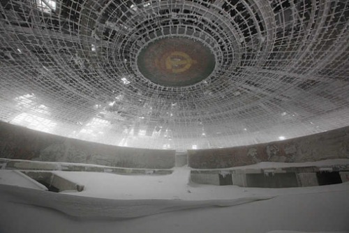 discoverynews:  archilista:  Forget Your Past / Buzludzha, Bulgaria // Timothy Allen ©  From Wikipedia: “Buzludzha (Turkish: Buzluca - lit. meaning “glacially/icy”) is a historical peak in the Central Stara Planina, Bulgaria and is 1441 metres