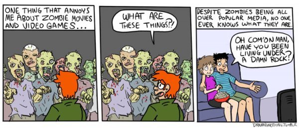 dorkly:  Videogame Zombies Don’t be Left (in the dark) 4 Dead.