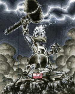 latanieredecyberwolf:  Howard The Duck Marvel Universe Artists Proof Card by Richard Cox