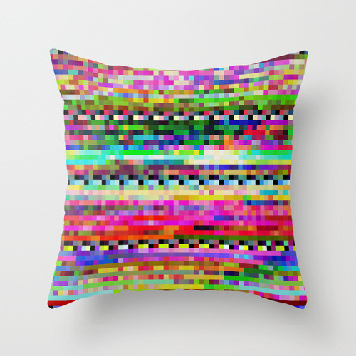 prostheticknowledge:  Glitch Throw Pillows by Stallio  A wide selection of pillows with colourful digital glitch aesthetic by Benjamin Berg available from Society6. See the entire collection here  I love it when good stuff comes back on my dash :)