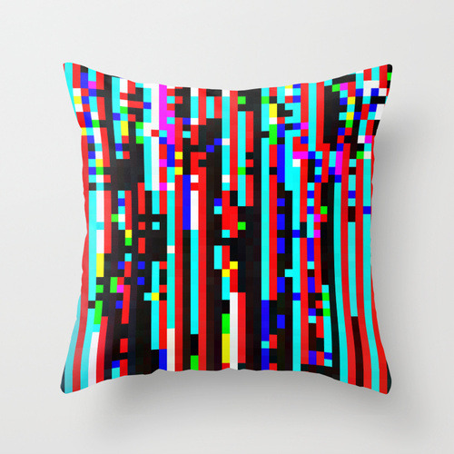 prostheticknowledge:  Glitch Throw Pillows by Stallio  A wide selection of pillows with colourful digital glitch aesthetic by Benjamin Berg available from Society6. See the entire collection here  I love it when good stuff comes back on my dash :)