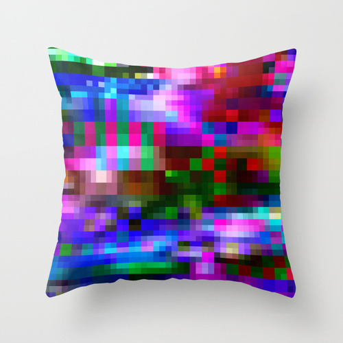 prostheticknowledge:  Glitch Throw Pillows by Stallio  A wide selection of pillows with colourful digital glitch aesthetic by Benjamin Berg available from Society6. See the entire collection here  I love it when good stuff comes back on my dash :)