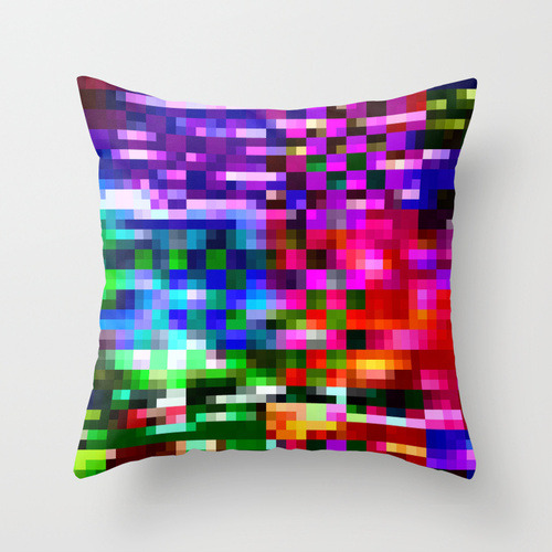 prostheticknowledge:  Glitch Throw Pillows by Stallio  A wide selection of pillows with colourful digital glitch aesthetic by Benjamin Berg available from Society6. See the entire collection here  I love it when good stuff comes back on my dash :)