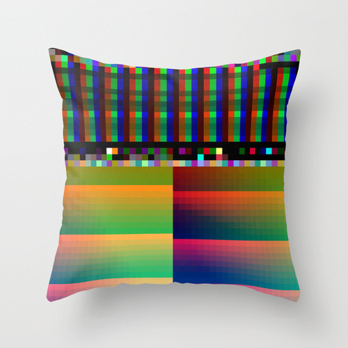 prostheticknowledge:  Glitch Throw Pillows by Stallio  A wide selection of pillows with colourful digital glitch aesthetic by Benjamin Berg available from Society6. See the entire collection here  I love it when good stuff comes back on my dash :)