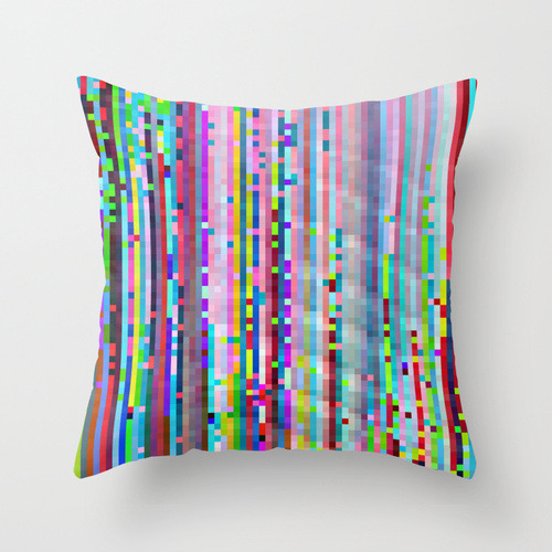 prostheticknowledge:  Glitch Throw Pillows by Stallio  A wide selection of pillows with colourful digital glitch aesthetic by Benjamin Berg available from Society6. See the entire collection here  I love it when good stuff comes back on my dash :)