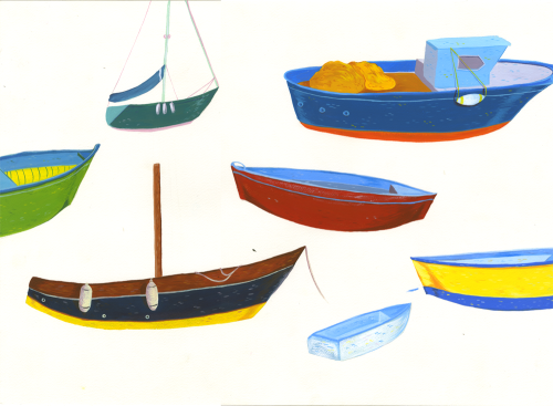 definekalamazoo:Painted on site cataloguing the boats in Marina Grande in Sorrento, Italy. I walked 
