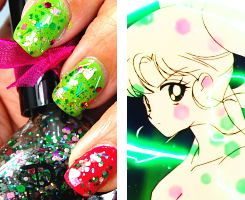 cool1412:  appleinspiration:  sailorfailures:  Daily Lacquer has made a collection of Sailor Moon-themed nail varnish blends called The Lovely Moon Collection. They remind me especially of their transformations. Get them for Ű a bottle or ฺ for the