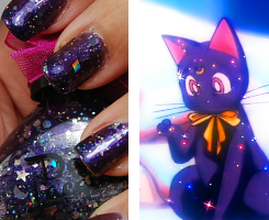 cool1412:  appleinspiration:  sailorfailures:  Daily Lacquer has made a collection of Sailor Moon-themed nail varnish blends called The Lovely Moon Collection. They remind me especially of their transformations. Get them for  a bottle or  for the