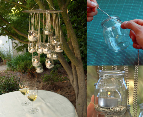 DIY Candle Chandelier: Using baby food jars, instructions can be found here