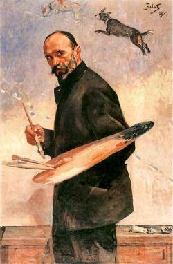 erretratu:   Julian Fałat (Polish, 1853-1929), Self-Portrait