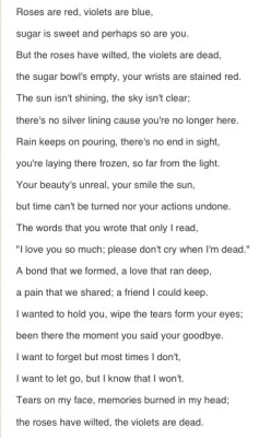 50shadesofsuicide:  stupidlittle-hoe:  lovers-in-autumn:  50shadesofsuicide:  painful-breathing:  d3press-ed:  slithroat:  shit that made me cry  ^ me too :’(  Oh my gosh who wrote this :’c  Meh  This is so sad. :/  why do they always make it sound